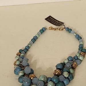 NWT Carolee Multi layer Blue And GoCarolee Turquoise and Gold Necklace